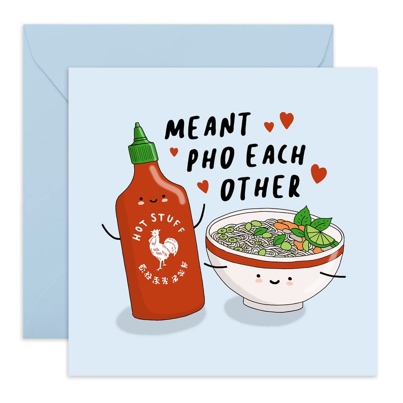 CENTRAL 23 Cute Anniversary Love Card for Him Men - Meant Pho Each Other - Funny Valentines Day Card for Husband Wife - Love Greeting Cards For Her Girlfriend Boyfriend - Comes with Fun Stickers - Image 1